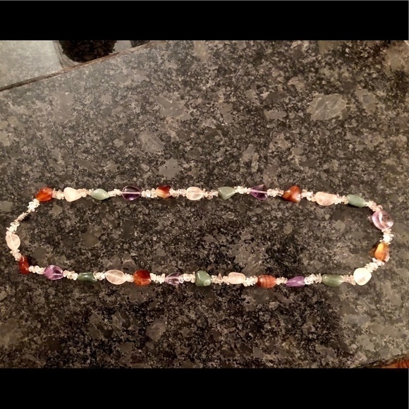 Genuine Gem Stone Necklace Amethyst Rose Quartz Blue Green Chic Classy Chic - Picture 6 of 8
